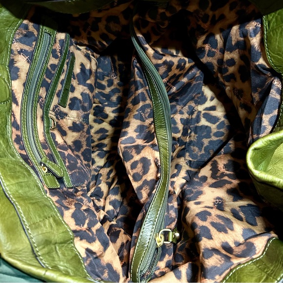 B Makowsky Olive Green Leather Hobo Bag Purse - Picture 5 of 14